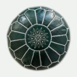 Set of 4 Moroccan Leather Poufs – Handcrafted Ottomans in Blue, Brown, Green