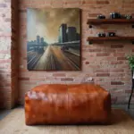 Handcrafted Moroccan Square Leather Pouf – Natural Brown or Tan Ottoman (Custom Sizes)