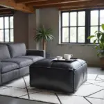 Black Moroccan Leather Pouf – Handcrafted Square Ottoman (Custom Sizes 10″–24″)