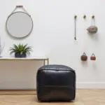 Black Moroccan Leather Pouf – Handcrafted Square Ottoman (Custom Sizes 10″–24″)