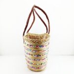 Rainbow Sequin Straw Bag – Handwoven Moroccan Summer Beach Tote