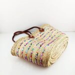 Rainbow Sequin Straw Bag – Handwoven Moroccan Summer Beach Tote