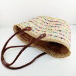 Rainbow Sequin Straw Bag – Handwoven Moroccan Summer Beach Tote