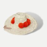 Handwoven Moroccan Pompom Straw Beach Hat – 26″ Wide Brim Boho Sun Hat