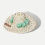 Handwoven Moroccan Pompom Straw Beach Hat – 26″ Wide Brim Boho Sun Hat
