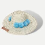Handwoven Moroccan Pompom Straw Beach Hat – 26″ Wide Brim Boho Sun Hat