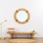 Moroccan Straw Hanging Wall Mirror – Handmade Boho Raffia Frame (Small & Medium Sizes)