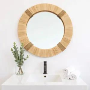 Moroccan Straw Hanging Wall Mirror – Handmade Boho Raffia Frame (Small & Medium Sizes)