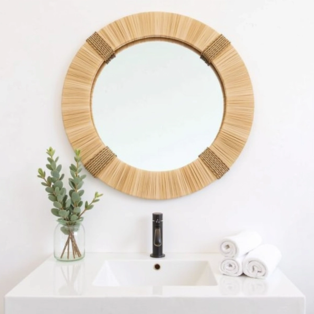 Moroccan Straw Hanging Wall Mirror – Handmade Boho Raffia Frame (Small & Medium Sizes)