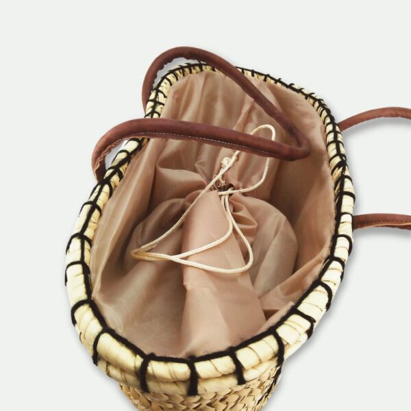 Winking Eye Straw Tote Bag – Handwoven Sequin Beach Basket with Leather Handles