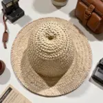 Handwoven Moroccan Wide Brim Straw Hat Set – Natural Palm Straw (ø 40 cm)