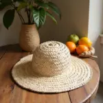 Handwoven Moroccan Wide Brim Straw Hat Set – Natural Palm Straw (ø 40 cm)