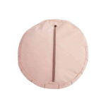 Pink Moroccan Leather Pouf Ottoman – Handcrafted Round (21″ × 12″) with Starburst Stitching