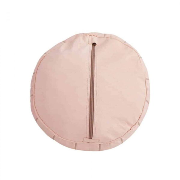 Pink Moroccan Leather Pouf Ottoman – Handcrafted Round (21″ × 12″) with Starburst Stitching