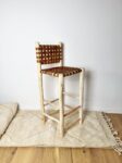 Premium Moroccan Leather Bar Stool – Handwoven Cowhide Counter Chair in 60cm or 80cm
