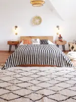 Pom Pom Wool Throw Blanket – Handwoven Moroccan Blanket