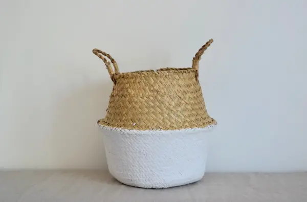 Belly Basket – Handwoven Storage Basket with Grey Dipped Bas
