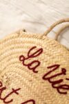La Vie Est Belle Round Bag – Handmade Palm Leaf Basket