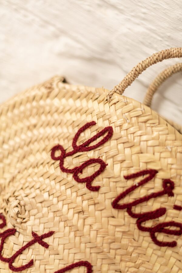 La Vie Est Belle Round Bag – Handmade Palm Leaf Basket