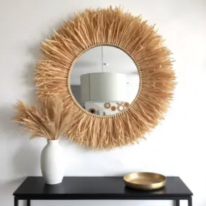 Round-Boho-Mirror-With-Handmade-Straw-Frame-2