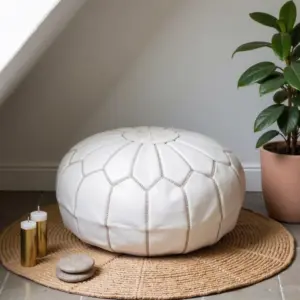 Round-Moroccan-Leather-Pouf-White-8