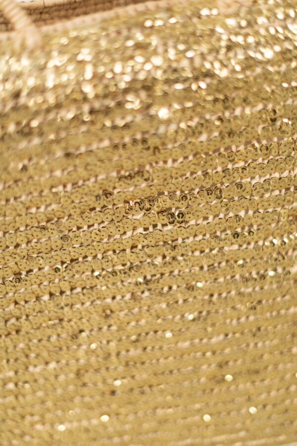 Saint Tropez Gold Sequin Basket – Handwoven Palm Leaf Bag