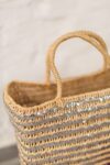 Saint Tropez Silver Sequin Basket – Handwoven Palm Leaf Tote