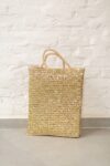 Saint Tropez Gold Sequin Basket – Handwoven Palm Leaf Bag