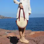 Raphaëloise Handwoven Palm Bag – Oval Basket Bag with Lamb