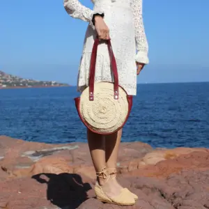 Raphaëloise Handwoven Palm Bag – Oval Basket Bag with Lamb