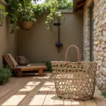 Moroccan Handwoven Mesh Straw Beach Bag – Natural Open Weave Tote (14″ × 17″)