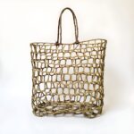 Moroccan Handwoven Mesh Straw Beach Bag – Natural Open Weave Tote (14″ × 17″)