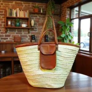 Stylish-Straw-Handbag-with-Outer-Pocket-and-Long-Leather-Straps-2
