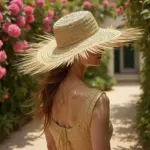 Artisanal Fringe Summer Straw Hat – Handwoven Wide Brim Sun Hat (26″)