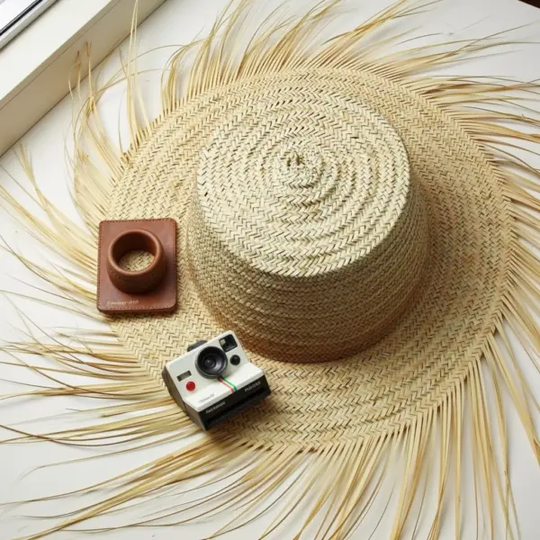 Artisanal Fringe Summer Straw Hat – Handwoven Wide Brim Sun Hat (26″)