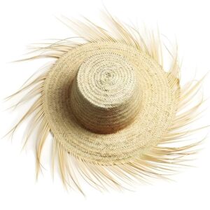Artisanal Fringe Summer Straw Hat – Handwoven Wide Brim Sun Hat (26″)