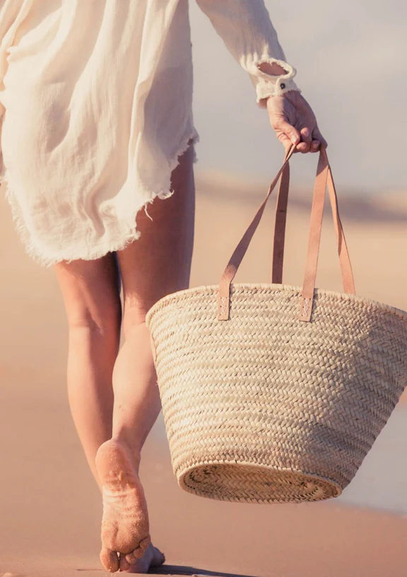 Natural Handwoven Palm Leaf Basket – Sustainable Market
