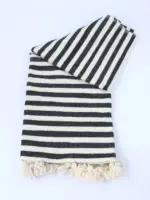 Pom Pom Wool Throw Blanket – Handwoven Moroccan Blanket