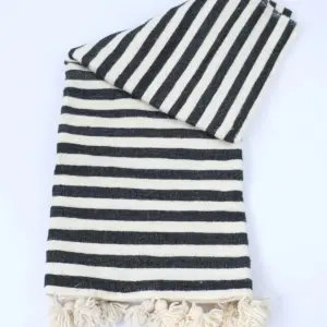 Pom Pom Wool Throw Blanket – Handwoven Moroccan Blanket