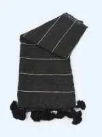 Pom Pom Wool Throw Blanket – Handwoven Moroccan Blanket