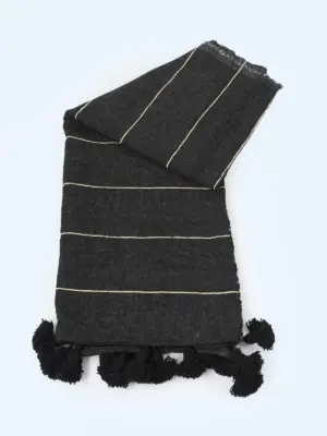 Pom Pom Wool Throw Blanket – Handwoven Moroccan Blanket