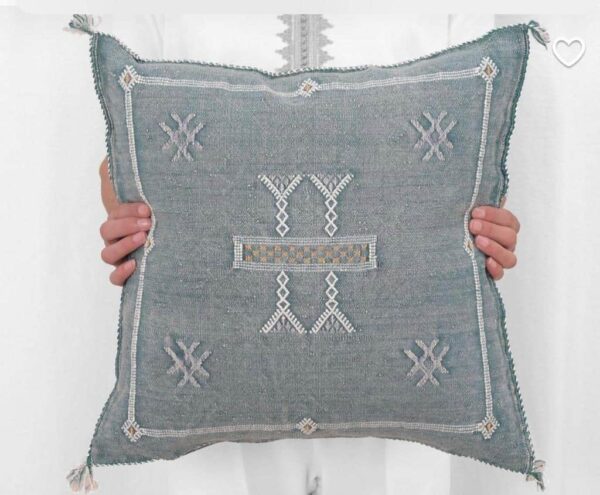 Handwoven Moroccan Cactus Silk Pillow Cover – Artisan Cushion in Multiple Colors (50×50 cm / 60×40 cm)