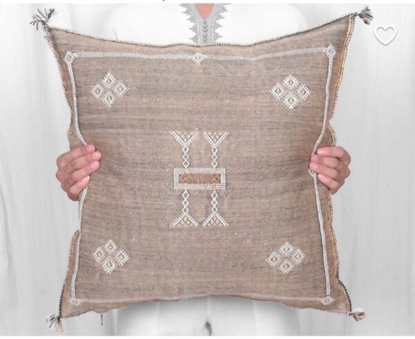 Handwoven Moroccan Cactus Silk Pillow Cover – Artisan Cushion in Multiple Colors (50×50 cm / 60×40 cm)