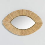 Moroccan Straw Eye Mirror – Handwoven Raffia Wall Decor | Boho Wall Accent