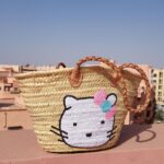 Hello Kitty Beach Basket – Handwoven Palm Leaf Tote with Seq