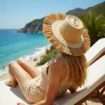 Handwoven Fringe Garden Hat – Natural Straw Sun Hat with Wide Brim (26″ Diameter)