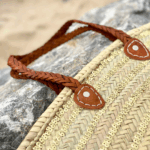 Handwoven Sequin Straw Basket – Eco-Friendly Tote with Leath