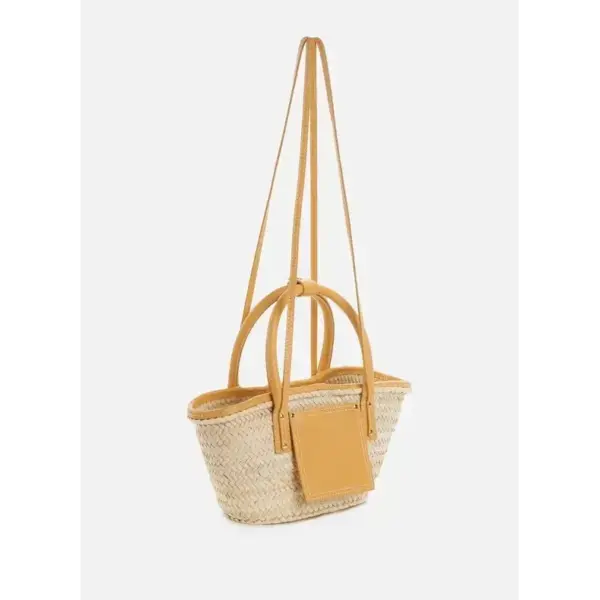 Handmade Moroccan Basket Bag – Woven Palm Tote with Leather