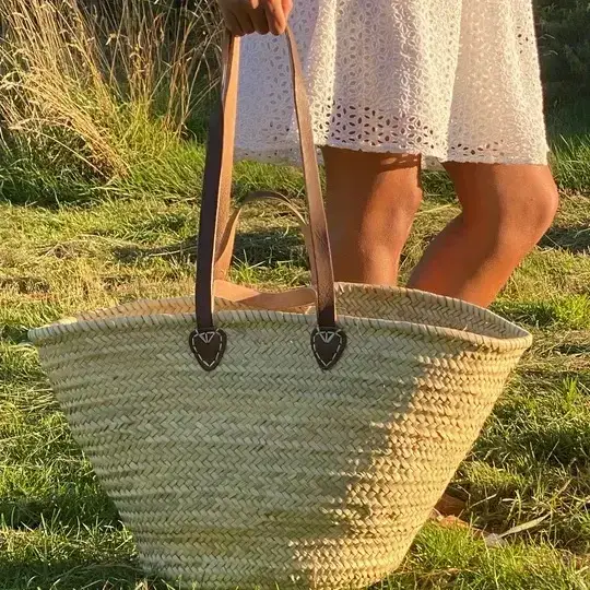 Handmade Moroccan Straw Tote Bag – Chic Summer Basket