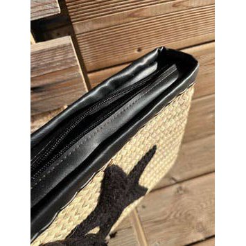 Handmade Palm Clutch – Star Embroidered Wool Pouch with Pom-